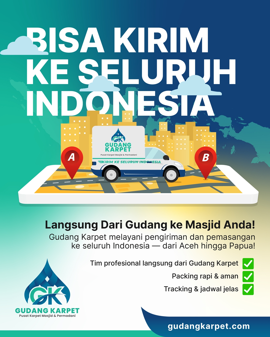 Gudang Karpet bisa kirim ke seluruh Indonesia