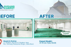 Pemasangan Karpet Jenis Al Shola Hijau Bintik di Masjid Ar Rokhim